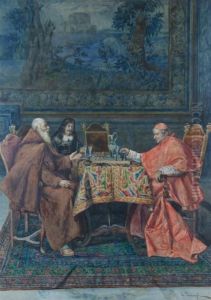 Cardinal And Monk Playing Chess