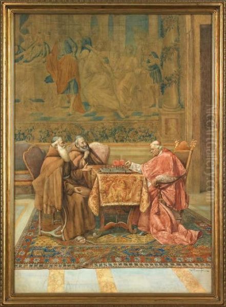 Interior Scene Of Figures Playing Chess - view 1