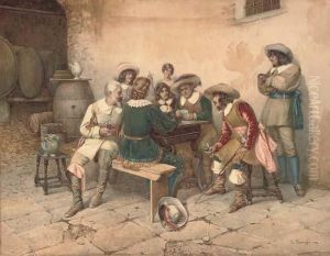 Playing Cards In The Tavern by Enrico Tarenghi