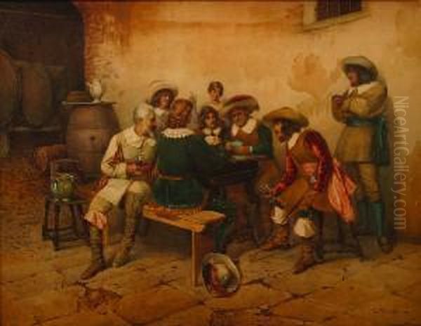 Gentlemen Playing Cards - view 1