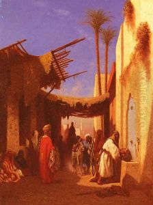 Street In Damascus and Street In Cairo: A Pair of Painting (Pic 1)s by Charles Theodore Frere