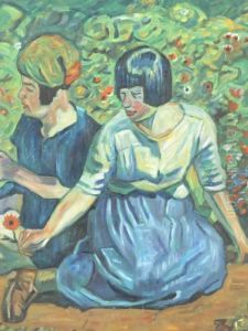 Women Seated In A Garden 
Skier At Night