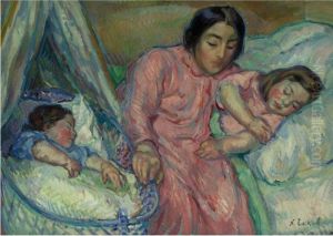 Mother Lulling Her Children To Sleep by Nikolai Aleksandrovich Tarkhov