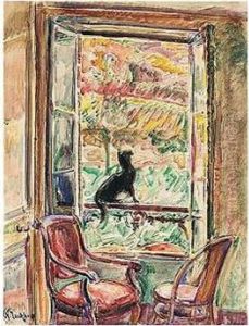 Black Cat On The Window Rail by Nikolai Aleksandrovich Tarkhov