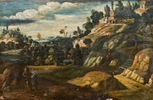 Landschaft Mit Figurenstaffage Und Antiken Gebauden