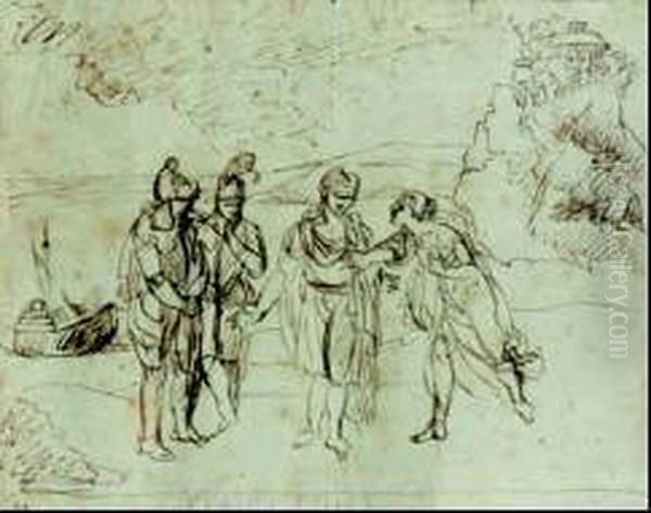 Personnages Discutant Sur Le Rivage - view 1