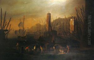 Porto Con Imbarcazioni, Pescatori E Torre
