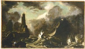 A Stormy Seascape With Jonah And The Whale