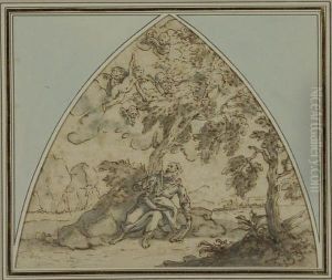 St. John On The Island Of Patmos by Agostino Tassi