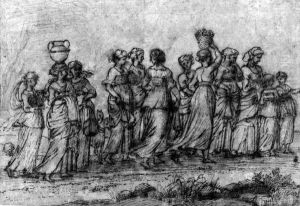 A Group Of Women Returning From The Well by Agostino Tassi