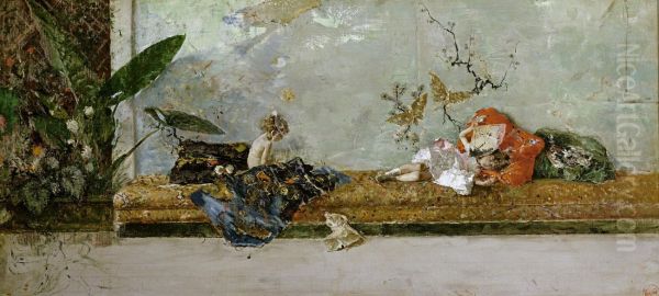 The Artist's Children in the Japanese Salon 1874 - view 1