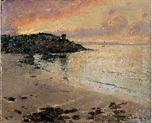 Bord De Mer Au Soleil Couchant by Francis Tattegrain