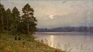 Auringonlasku Jarvimaisemassa.