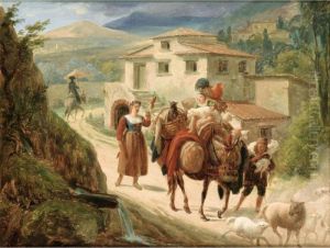 Paysage Italien Avec Des 
Promeneurs Sur Un Chemin [attributed To Nicolas-antoine Taunay ; Italian
 Landscape With Travellers On A Path ; Oil On Canvas] by Nicolas Antoine Taunay