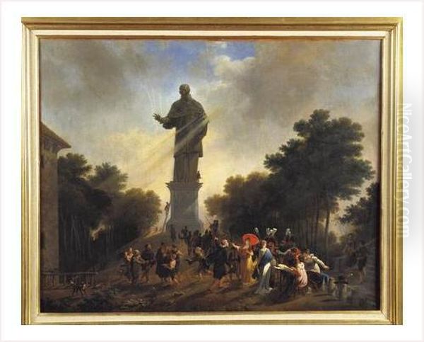L'imperatrice Josephine Et Sa
Suite Visitant La Statue De Saint Charles Borrommee A Arona Sur Les Iles
Du Lac Majeur - view 1