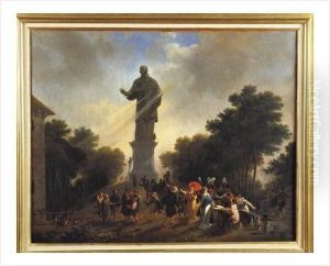 L'imperatrice Josephine Et Sa 
Suite Visitant La Statue De Saint Charles Borrommee A Arona Sur Les Iles
 Du Lac Majeur
