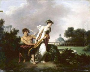 Parkland Landscape With Two Lovers by Nicolas Antoine Taunay