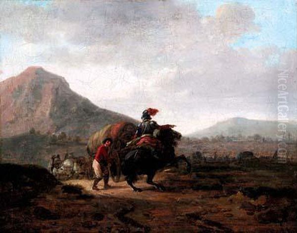 "dragon A Cheval Accompagnant Un Convoi Au Pied Des Montagnes". - view 1
