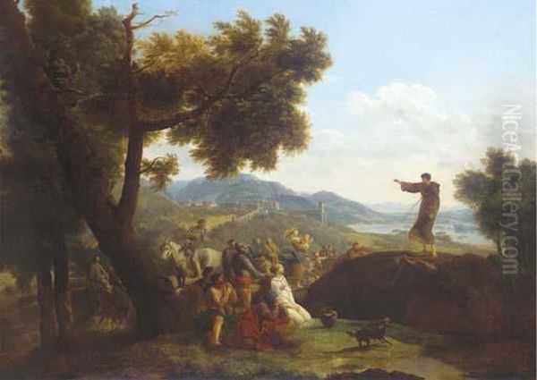 Saint Francis Preaching In An Extensive Landscape, A Town Beyond - view 1