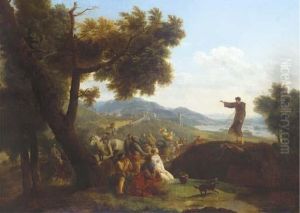 Saint Francis Preaching In An Extensive Landscape, A Town Beyond by Nicolas Antoine Taunay