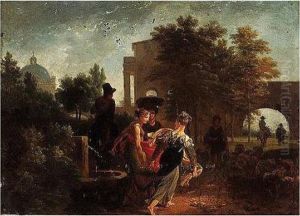A View In The Roman Campagna With Figures by Nicolas Antoine Taunay