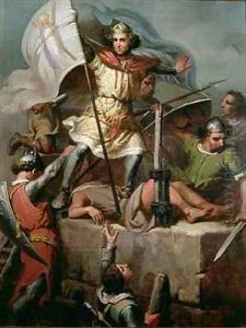 Count Berenguer III Raising the Standard of Barcelona on the Tower of Foix Castle