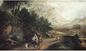 Paysage De Colline Avec La Fuite En Egypte by Carlo Antonio Tavella, Il Solfarola