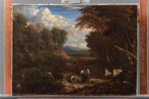 Paesaggio Montano Con Donne Al Bagno by Carlo Antonio Tavella, Il Solfarola