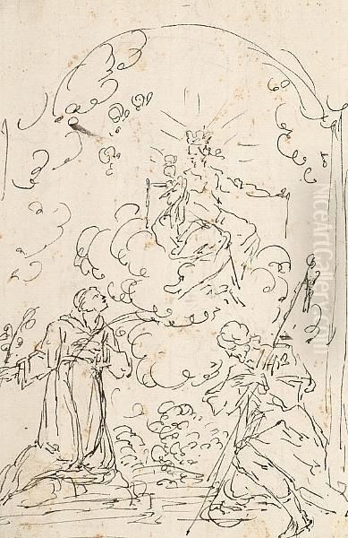 Miraculous Appearance Of The Madonna And Child To Two Kneeling Saints - view 1