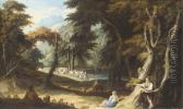 A Wooded Landscape With Travellers - view 1