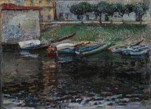 Barche Sulla Riva Del Lago Maggiore by Andrea Tavernier