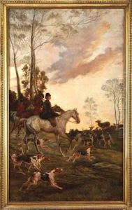 Scene De Chasse De L'equipage Lebaudy by Paul Tavernier