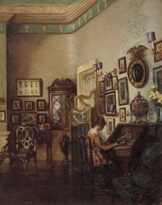 Woman At A Desk In An Interior