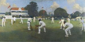 Kent V Lancashire Canterbury by Albert Chevallier Tayler