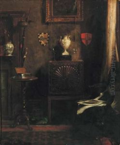 Interior With Heraldic Crests by Albert Chevallier Tayler