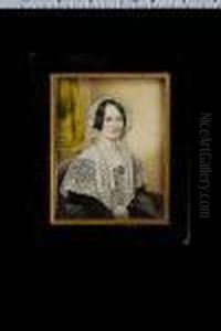 A Lady, Called Mrs Baker (nee 
Charlotte Hamilton), Seated, Wearing Black Dress With Large White Lace 
Collar And White Bonnet With Roses By Her Ears