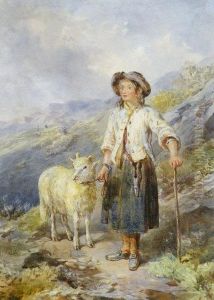 A Young Shepherdess On Highland Path by John Frederick Tayler