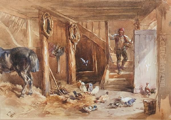 Groom Entering A Sunlit Stable Interior - view 1