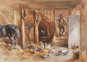 Groom Entering A Sunlit Stable Interior by John Frederick Tayler
