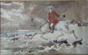 Huntsmen Andhounds On The Downs by John Frederick Tayler