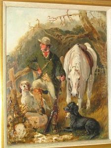 Huntsman With His Horse And Dogs by John Frederick Tayler