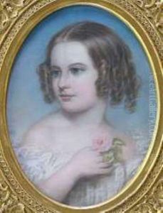 Young Girl Holding A Pink Rose by Alfred Taylor