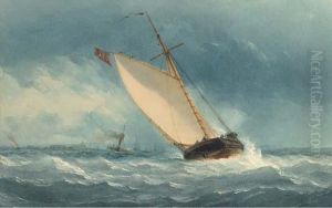 A Coastal Trader Heeling In The Breeze