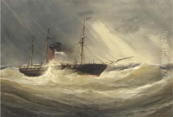 A Paddle Steamer In A Squall - view 1