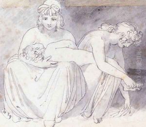 Two Women With A Young Child by John Flaxman