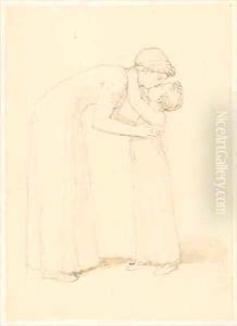 A Woman Bends Down to Kiss a Child by John Flaxman