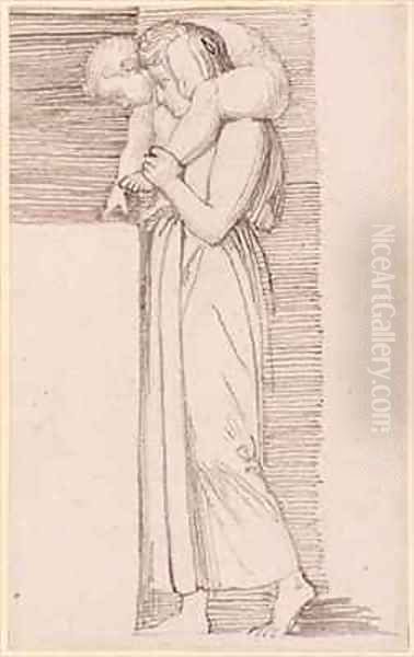 A Woman with a Naked Child on her Shoulder Facing Left - view 1
