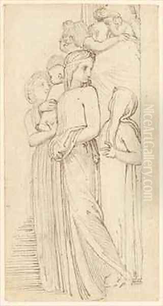 A Group of Women and Children in a Doorway - view 1