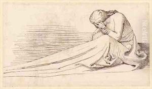 A Seated Female Figure in Long Drapery Mourning