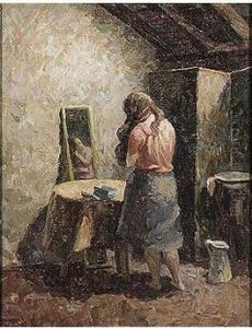 Girl Brushing Her Hair by Walter Taylor
